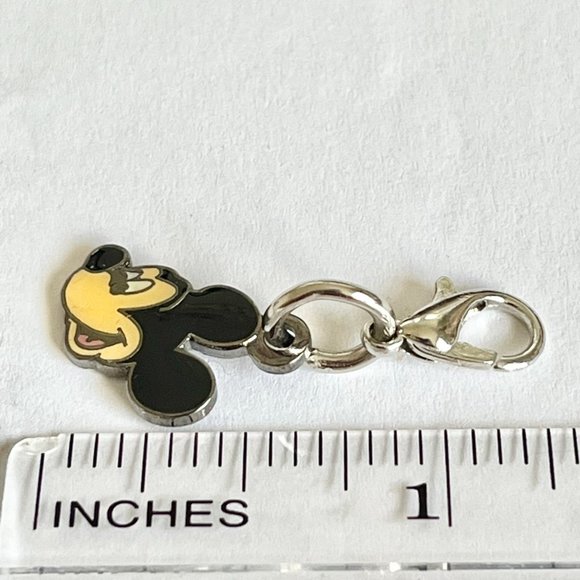 Vintage Mickey Mouse Clip Charm Bracelet Zipper Pull Backpack Purse Black Enamel - Picture 5 of 5